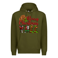 Army Green Merry Christmas Y'all Cowboy Premium Hoodie - MaliasSmallBusiness