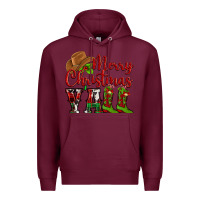 Burgundy Merry Christmas Y'all Cowboy Premium Hoodie - MaliasSmallBusiness