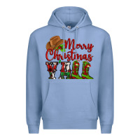 Colony Blue Merry Christmas Y'all Cowboy Premium Hoodie - MaliasSmallBusiness