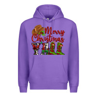 Purple Merry Christmas Y'all Cowboy Premium Hoodie - MaliasSmallBusiness