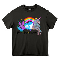 Asphalt peace love unicorn Heavy Core Tee - LillyAllenDesigns