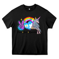 Black peace love unicorn Heavy Core Tee - LillyAllenDesigns