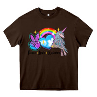Chocolate Brown peace love unicorn Heavy Core Tee - LillyAllenDesigns