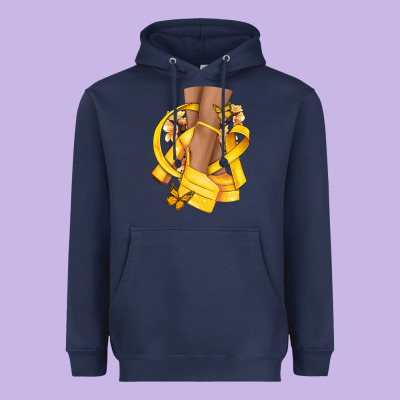 Childhood Cancer Diva Yellow Ribbon Heavyweight Hoodie Designed By Nancycooperartshop