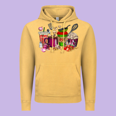 Lunch Lady Coffee Cups Vintage Hoodie Designed By Texasbilliewilder