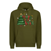 Army Green Merry And Bright Premium Hoodie - MaliasSmallBusiness