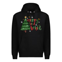 Black Merry And Bright Premium Hoodie - MaliasSmallBusiness