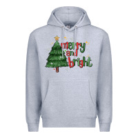 Heather Grey Merry And Bright Premium Hoodie - MaliasSmallBusiness