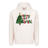 Pale Pink Merry And Bright Premium Hoodie - MaliasSmallBusiness