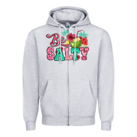 Heather Grey be salty summer Zipper Hoodie - Jasminsmagicworld