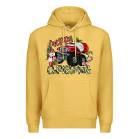Antique Gold Merry Christmas Monster Truck Premium Hoodie - MaliasSmallBusiness