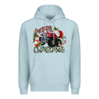 Blue Mist Merry Christmas Monster Truck Premium Hoodie - MaliasSmallBusiness