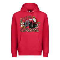 Cardinal Merry Christmas Monster Truck Premium Hoodie - MaliasSmallBusiness