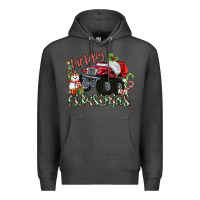 Charcoal Heather Merry Christmas Monster Truck Premium Hoodie - MaliasSmallBusiness