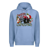 Colony Blue Merry Christmas Monster Truck Premium Hoodie - MaliasSmallBusiness