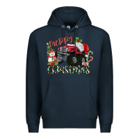 Navy Merry Christmas Monster Truck Premium Hoodie - MaliasSmallBusiness