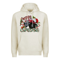 Oatmeal Heather Merry Christmas Monster Truck Premium Hoodie - MaliasSmallBusiness