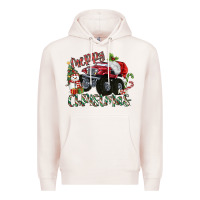 Pale Pink Merry Christmas Monster Truck Premium Hoodie - MaliasSmallBusiness