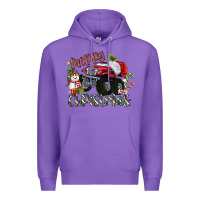 Purple Merry Christmas Monster Truck Premium Hoodie - MaliasSmallBusiness