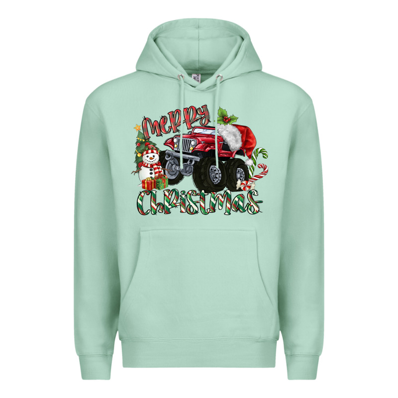 Merry Christmas Monster Truck Premium Hoodie by MaliasSmallBusiness | Teevron
