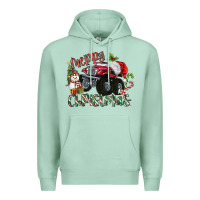 Seafoam Merry Christmas Monster Truck Premium Hoodie - MaliasSmallBusiness