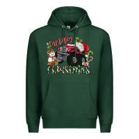 Sports Green Merry Christmas Monster Truck Premium Hoodie - MaliasSmallBusiness
