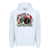 White Merry Christmas Monster Truck Premium Hoodie - MaliasSmallBusiness