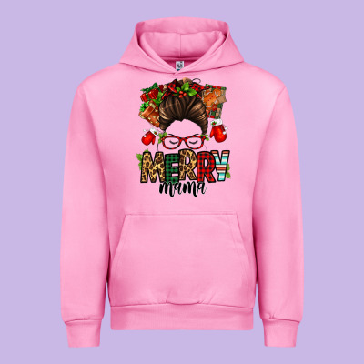 Christmas Merry Mama Messy Bun Urban Hoodie Designed By Jasminsmagicworld