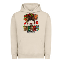 Pigment French Oak Christmas merry mama messy bun Urban Hoodie - Jasminsmagicworld