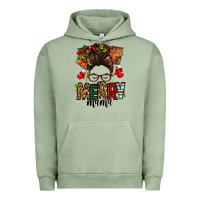 Pigment Oil Green Christmas merry mama messy bun Urban Hoodie - Jasminsmagicworld