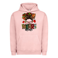 Pigment Salmon Christmas merry mama messy bun Urban Hoodie - Jasminsmagicworld