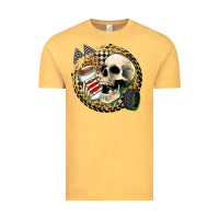 Vintage Mustard race skull Vintage Tee - Zillion Design Studio