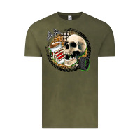 Vintage Olive race skull Vintage Tee - Zillion Design Studio