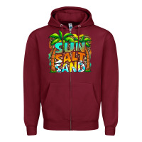 Burgundy sun salt sand summer Zipper Hoodie - Jasminsmagicworld
