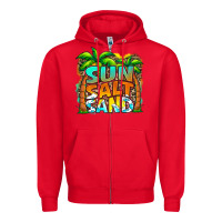 Red sun salt sand summer Zipper Hoodie - Jasminsmagicworld