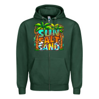 Sports Green sun salt sand summer Zipper Hoodie - Jasminsmagicworld