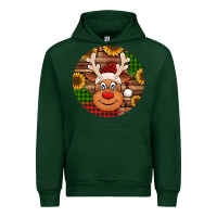 Forest Green cute reindeer head Christmas Urban Hoodie - Jasminsmagicworld