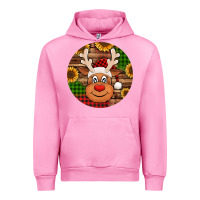 Fuchsia Pink cute reindeer head Christmas Urban Hoodie - Jasminsmagicworld
