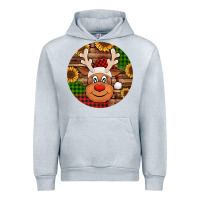 Heather Grey cute reindeer head Christmas Urban Hoodie - Jasminsmagicworld