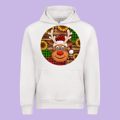 Cute Reindeer Head Christmas Urban Hoodie Designed By Jasminsmagicworld