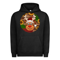 Pigment Black cute reindeer head Christmas Urban Hoodie - Jasminsmagicworld