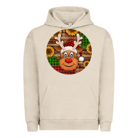 Pigment French Oak cute reindeer head Christmas Urban Hoodie - Jasminsmagicworld