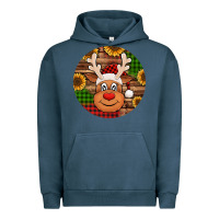 Pigment Midnight Navy cute reindeer head Christmas Urban Hoodie - Jasminsmagicworld