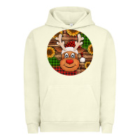Pigment Pistachio cute reindeer head Christmas Urban Hoodie - Jasminsmagicworld