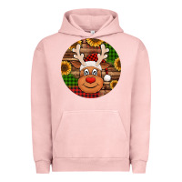 Pigment Salmon cute reindeer head Christmas Urban Hoodie - Jasminsmagicworld