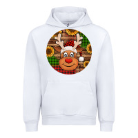 White cute reindeer head Christmas Urban Hoodie - Jasminsmagicworld