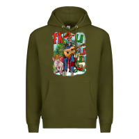 Army Green Fa la la la skeleton farm Premium Hoodie - NancyCooperArtShop