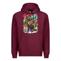 Burgundy Fa la la la skeleton farm Premium Hoodie - NancyCooperArtShop