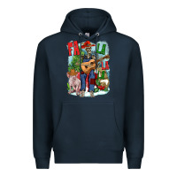 Navy Fa la la la skeleton farm Premium Hoodie - NancyCooperArtShop