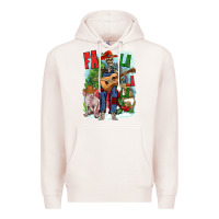 Pale Pink Fa la la la skeleton farm Premium Hoodie - NancyCooperArtShop